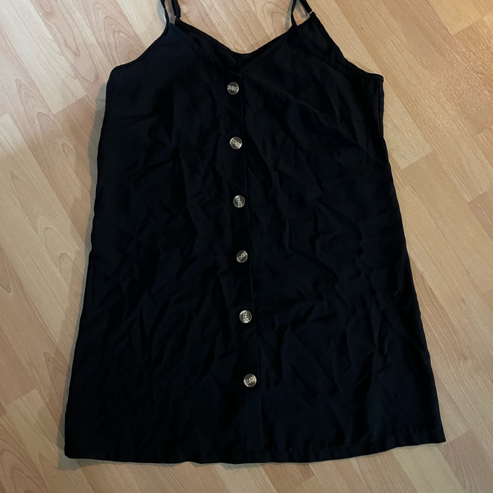 AlvaQ Women Spaghetti Strap Button Down V Neck Sleeveless Casual Mini Dress